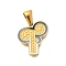 304 Stainless Steel Pendants, with Enamel, Ion Plating(IP), Laser Cut, Real 18K Gold Plated, Letter F, 16x14.5x1.5mm, Hole: 5.5x2.5mm