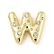 Brass Micro Pave Clear Cubic Zirconia Pendants, Long-Lasting Plated, Cadmium Free & Lead Free, Real 18K Gold Plated, Letter A~Z, Letter W, 18~19x11~21x5mm, Hole: 2.8~3x1.8~2mm