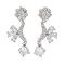 Brass Pave Cubic Zirconia Flower Stud Earrings for Women, Platinum, Clear, 30x12mm
