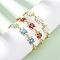 Brass Micro Pave Clear Cubic Zirconia Link Bracelets for Women, Tortoise, with Enamel, Long-Lasting Plated, Rack Plating, Lead Free & Cadmium Free, Real 18K Gold Plated, Mixed Color, 8-1/8 inch(20.5cm)