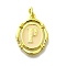 Brass Pendants, with Enamel, Oval with Letter, Real 18K Gold Plated, with Jump Ring, Letter P, 20x15~15.5x2mm, Hole: 3.5mm