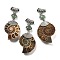 Natural Green Aventurine Fossil Snail Pendants, with Alloy Findings, Platinum Metal Color, 58~78x29~35x8~9mm, Hole: 4x6mm