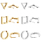 6Pairs 6 Style 304 Stainless Steel Huggie Hoop Earrings, Triangle & Ring & Square, Golden & Stainless Steel Color, 14~16x14~17x3mm, Pin: 0.8mm, 1pair/style
