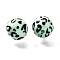 Printed Opaque Acrylic Beads, Round with Leopard Print Pattern, Cyan, 15.5mm, Hole: 2mm