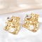 304 Stainless Steel Cubic Zirconia Stud Earrings, with Plastic Imitation Pearl, Real 18K Gold Plated, Nuggets, 27x23mm