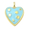 Rack Plating Brass Enamel Pendants, Long-Lasting Plated, Lead Free & Cadmium Free, Heart with Star Charms, Real 18K Gold Plated, Deep Sky Blue, 27x24x5.5mm, Hole: 3.5x5mm