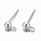 925 Sterling Silver Ear Stud Findings, Earring Posts with 925 Stamp, Silver, 14mm, head: 6x3mm, Hole: 1mm, Pin: 0.7mm