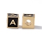Rack Plating Brass Enamel Beads, Cadmium Free & Nickel Free & Lead Free, Real 18K Gold Plated, Cube with Letter, Black, Letter.A, 6x6x6mm, Hole: 2.5mm