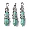 Synthetic Turquoise Pendants, Brass Charms, Lead Free & Cadmium Free, 46~47x11~12x11mm, Hole: 8x5mm