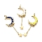 Brass Micro Pave Cubic Zirconia Pendants, with Enamel, Moon with Star, Rack Plating, Long-Lasting Plated, Lead Free & Cadmium Free, Real 18K Gold Plated, with Jump Ring, Mixed Color, 45.5x15.5x2.5mm, Hole: 3.2mm