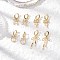 4 Pairs Brass Micro Pave Clear Cubic Zirconia Hoop Earrings, Bowknot, Golden, 27~43x12.5~18.5mm