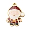 Christmas 304 Stainless Steel Enamel Pendants, with Powdered Gold, Ion Plating(IP), Cadmium Free & Nickel Free & Lead Free, Santa Claus, 16.5x12.5x1.8mm, Hole: 1.4mm