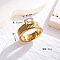 Rectangle 304 Stainless Steel Micro Pave Cubic Zirconia Finger Rings, Golden, Clear, US Size 9(18.9mm)