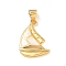 Brass Enamel Pendants, Ship Charms, with Natural Shell, Long-Lasting Plated, Rack Plating, Real 18K Gold Plated, 18x13.5x2.5mm, Hole: 4.5x3.5mm