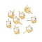 925 Sterling Silver Peg Bails, with Cubic Zirconia, Square, Golden, Clear, 9x4x4.5mm, Hole: 2.5x1.5mm, Pin: 0.6mm