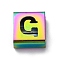 Ion Plating(IP) 304 Stainless Steel Square Slide Charms, Rainbow Color, Letter G, 9x8x4mm, Hole: 3.5x8.5mm