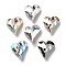 K9 Glass, Imitation Czech Rhinestone, Heart, Mixed Color, 13x12x5mm