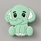Elephant Silicone Beads, Light Green, 29x29x10mm, Hole: 2mm