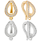 8Pcs 2 Colors Brass Micro Pave Clear Cubic Zirconia Fold Over Clasps, Teardrop, for Pearl Jewelry Making, Platinum & Real 18K Gold Plated, 13.5x8.5x8mm, Hole: 1mm, 4pcs/color