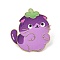 Cat Shape with Grape Enamel Pins, Alloy Lapel Pin Backs for Backpack Clothesack Clothes, Purple, 31x28mm