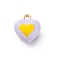 Alloy Enamel Charms, Heart Charm, Golden, Lavender, 12.5x10.5x6.5mm, Hole: 1.4mm