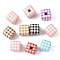 10Pcs Printed Opaque Acrylic Beads, Cube with Check Pattern, Mixed Color, 14x14~14.5x14~14.5mm, Hole: 3.8mm