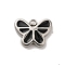304 Stainless Steel Enamel Charms, Butterfly Charm, Stainless Steel Color, Black, 7x9.5x2mm, Hole: 1.2mm
