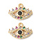 Brass Micro Pave Clear Cubic Zirconia Pendants, Eye Charms, Cadmium Free & Lead Free, Long-Lasting Plated, Rack Plating, Real 18K Gold Plated, 9.5x13x2mm, Hole: 1mm