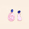 Easter Acrylic Dangle Stud Earrings, Rabbit & Egg, Left and Right, Pink, 47x26mm
