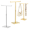 2 Sets 2 Colors 201 Stainless Steel Single Handbag Rack, Adjustable Height Purse Display Stands for Bag Store, Golden & Stainless Steel Color, 30x15x38.5~64cm, 1 set/color