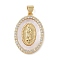 Brass Micro Pave Cubic Zirconia Pendants, with Shell Charms, Virgin Mary, Real 18K Gold Plated, Oval, 27.5x19x3mm, Hole: 3.5x4mm