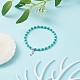 Natural Howlite Beaded Stretch Bracelet with 304 Stainless Steel Seahorse Charms BJEW-JB08297-03-2