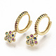 Brass Micro Pave Colorful Cubic Zirconia Dangle Hoop Earrings EJEW-S208-084-2