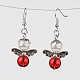 Angel Transparent Glass Beaded and Glass Pearl Beaded Dangle Earrings EJEW-JE02036-2