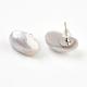 Shell boucles d'oreille ovales EJEW-E145-21A-3