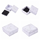 スクエアクラフト厚紙ジュエリーボックス  大理石模様ネックレスペンダントボックス  アクセサリー用  ホワイト  7.5x7.5x3.55cm AJEW-CJ0001-19-5