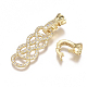Brass Micro Pave Clear Cubic Zirconia Fold Over Clasps ZIRC-I038-29G-2