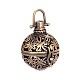 Hollow Brass Round with Butterfly Cage Pendants KK-F0307-AB-NR-1