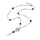 Collana con perle di rosario rotonde con teschio e turchese sintetico e pietra lavica naturale NJEW-JN04388-1