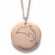 304 Stainless Steel Pendant Necklaces NJEW-Z006-01RG-1