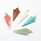 Mixed Triangle Gemstone Pendants with Brass Clasps G-R220-03-1