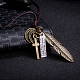 Einstellbar Retro-Zink-Legierung Anhänger und Lederband Lariat Halsketten für Männer NJEW-BB15987-A-3