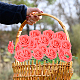 泡造花  プラスチックの茎を持つ偽のバラ  DIYのウェディングブーケ用  パーティーの装飾  鮭色  270x72x42mm AJEW-WH0182-37-5