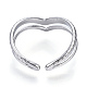 304 anillo de puño abierto de corazón de acero inoxidable RJEW-N040-46-3