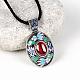 National Style Necklaces Antique Silver Plated Brass Corundum Gemstone Pendant Necklaces NJEW-BB00594-02-2