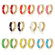 ANATTASOUL 8 Pairs 8 Colors Real 18K Gold Plated Enamel Hoop Earrings with Clear Cubic Zirconia EJEW-AN0001-97-1