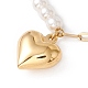 Placcatura ionica (ip) 304 collana con ciondolo cuore in acciaio inossidabile con perla acrilica da donna NJEW-P262-27G-1
