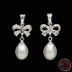 Pendenti con perla in argento sterling placcato rodio con fiocco e goccia STER-N011-11-1