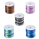 Superfindings 5 rouleaux 5 couleurs cordon de fil de nylon teint par segment NWIR-FH0001-04A-1