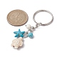 Porte-clés pendentif tortue et étoile de mer turquoise synthétique KEYC-JKC00628-02-3